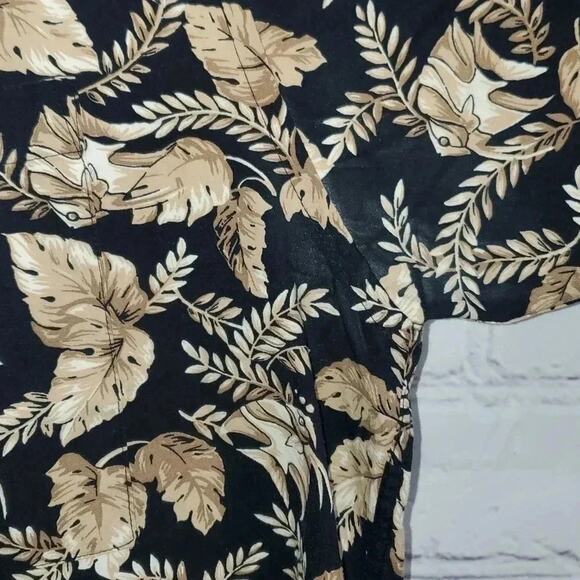 Campia Moda Men's Shirt Hawaiian Fish & Palm Leaves Black Short Sleeve Size XL - Picture 3 of 4